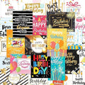 DEEPLAY 24 Holographic Birthday Card Assortment, Foil Gold Blank Greeting Card, Birthday Cards with Envelopes and Stickers, Glossy Elegant Bulk Happy Birthday Notes (4.7'' X 6.7")