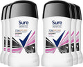 Sure Antiperspirant Deodorant Stick Invisible Pure 72H Nonstop Sweat and Odour Protection Roll On with Fresh and Light Scent Deodorant for Women, 50ml Pack of 6