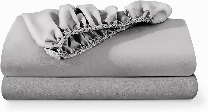 Single Fitted Sheets 2 Pack – Silver (91x190cm) up to 25cm Deep Bed Sheets