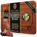 Deer & Oak Large Carbonised Cutting Board 38 x 25 x 2cm, Pre-Oiled Wooden Bamboo Chopping Board for Carving Meat, Fish, Vegetables, Fruits, Cheese, Bread