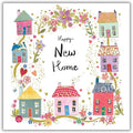 New Home Congratulations Card - Houses and Flowers - Contemporary Artistic Design - Special Finishes - Made in the UK - Eco-Friendly