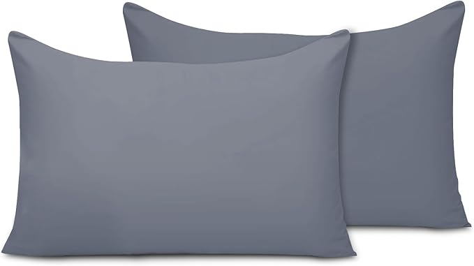 Pamposh Pillow Cases 2 Pack Super Soft Brushed Microfibre Pillow Covers Hypoallergenic Breathable Non Iron Envelope Closure Grey Pillow Cases