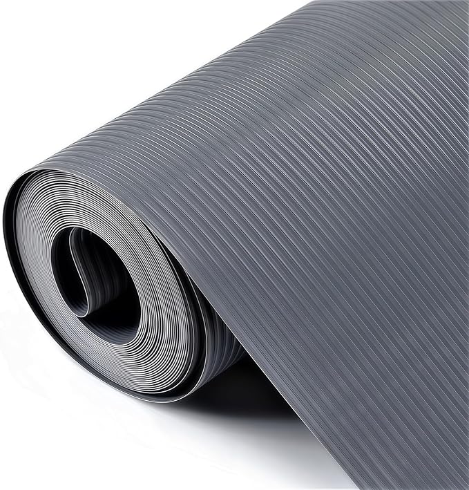 Drawer Liners, Hersvin 44.5cmx500cm Kitchen Shelf Liner EVA Non-Slip Non-Adhesive Waterproof Washable Cupboard Cabinet Liner Refridge Locker Anti-Slip Mats Sink Protector (Gray/Stripe)