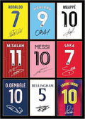 Icons Wall Art Bellingham Messi Ronaldo Mbappe Lamine Yamal Salah Dembele Saka Haaland Signed A4 Printed Photo Picture Display Gift For Football Fans Digitally Reproduced Signatures Unframed
