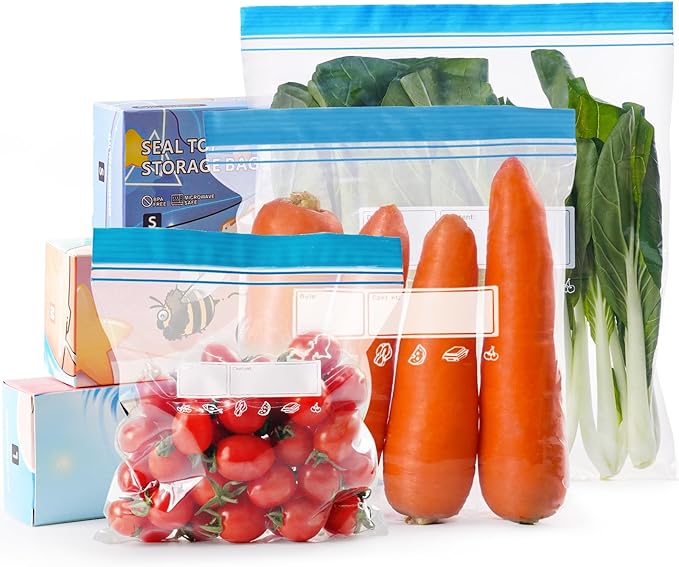 Freezer Bags, 70 Pcs Food Storage Reusable Sandwich 3 Sizes Food Bags for Vegetables, Fruits, Meat, Grains