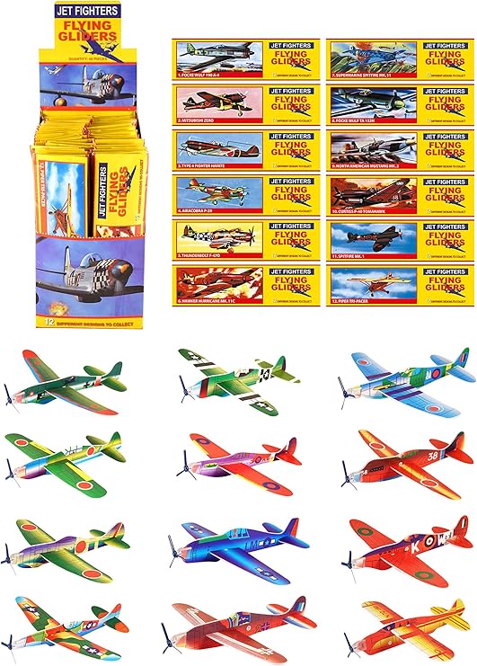 HENBRANDT Pack Of 12 Classic World War II Flying Plane Gliders- Polystyrene Pinata Toy Loot/Party Bag Fillers Wedding