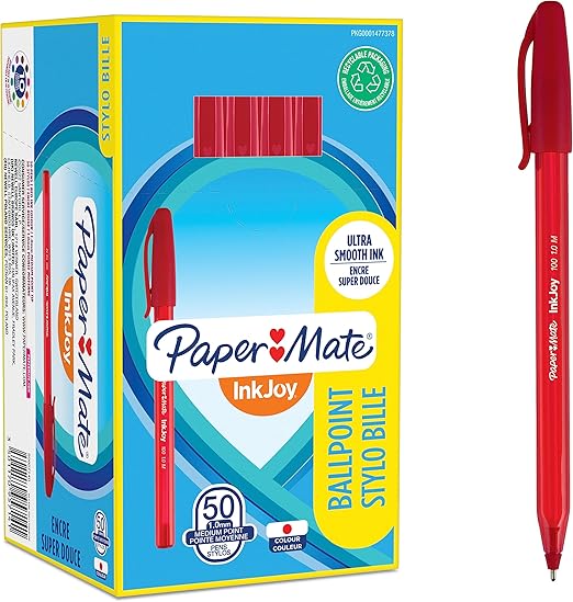 Paper Mate InkJoy 100ST Ballpoint Pens | Medium Point (1.0 mm) | Red | 50 Count