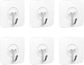 6 Pcs Adhesive Hooks - Clear Self Adhesive Plastic Sticky Hook 5Kg (Max),Wall, Stick on Hooks,Bathroom Hook, for Hanging,Key,Plug,Kitchen Utensils,Towel