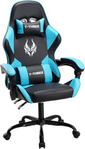 T-THREE.Ergonomic high-back gaming, computer, office, study, swivel, and racing-style chair with adjustable lumbar and headrest support, 150kg weight capacity, ideal for home office(Blue)
