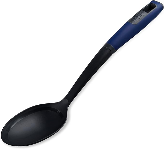 Tasty Everyday Serving Kitchen Spoon with Measurements, Non-Stick Cooking Spoon with Tablespoons Measurements & Soft Grip Handle, Stirring Spoon, Non-Scratch, Colours: Dark Blue, Grey