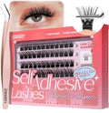 LASHVIEW Self Adhesive Lash Clusters,Press-on Lashes with Lash Tweezers,No Glue Needed Natural Look Self Adhesive Eyelash Extension Kit 60pcs 10-16mm(Z02)
