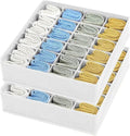 DIMJ Sock Organizer - Drawer Organiser & Closet Organiser - 2 Pack - 48 Cells - Collapsible Storage, Holders for Socks, Ties, Belts (White)