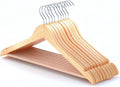 HANGERWORLD Box of 10 Wooden 45cm Coat Clothes Garment Hangers with Non Slip Trouser Bar (Natural)
