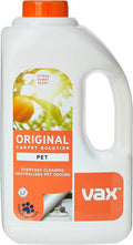 Vax Original Pet 1.5L Carpet Cleaner Solution, Stain Remover Shampoo, Citrus Burst Scent, Neutralises Pet Odours, 1-9-142054, White