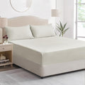 King Size Fitted Sheet Deep - Beige Cream Kingsize Bed Sheet Extra Deep Pocket 16 inch (40 cm), Soft Brushed Microfiber Mattress Bottom Bedding Sheet, 150x200cm