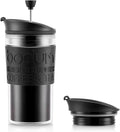 Bodum K11102-01 Travel Press Set Coffee Maker with Extra Lid, Black, 0.35 L/12 oz