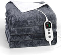 electric blanket with 10 Heat Levels, Up-to-9-Hours Auto-Off Timer, flannel sherpa 160x130CM, Machine Washable, Overheat Protection, electric throw blanket for sofa Bed Office