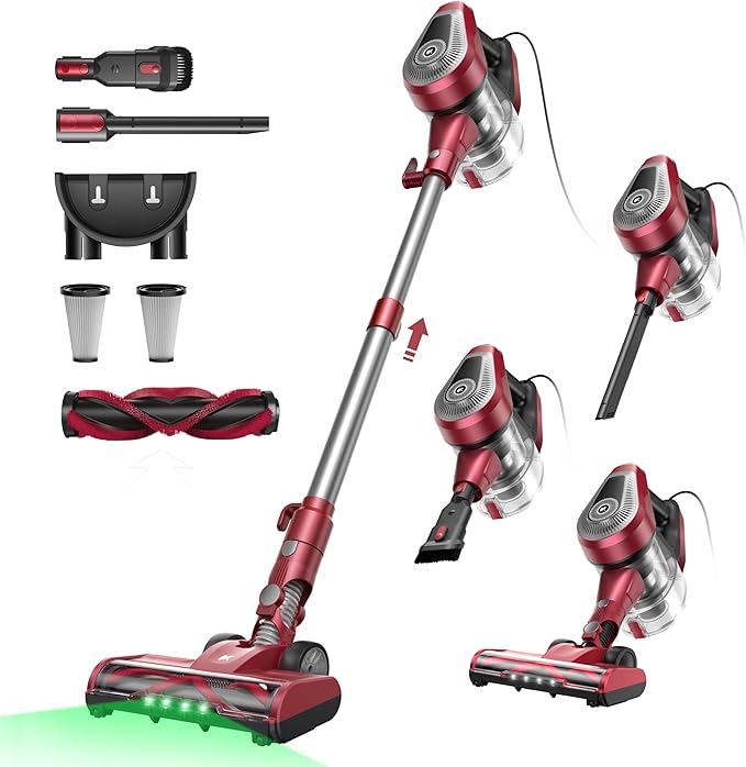 Vexilar Blitz C8 Corded Vacuum Cleaner,Powerful 600W 60KPa Lightweigh Vacuum Cleaner with LED,7M Cord,1.5L Dustbin Self-Standing Vacuum,6-in-1 Handheld Stick Vacuum for Hardwood,Pet Hair, Carpets[Energy Class A+++]