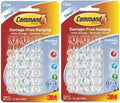 Command 2 X Christmas Xmas Fairy Light Hooks Clear [Twin Pack] SELF Adhesive Hooks & Strips