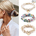 Runmi Hair Ties 3 Pcs Pearl Hair Scrunchies Elastic Stretchy Hair Bands Hair Accessories for Women and Girls