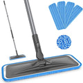 Microfibre Mops for Cleaning Floors: Flat Floor Mop with 4 Washable Pads Wet Dry Mopping for Hard Wood Laminate Tile Vinyl Home Kitchen Surfaces Walls - 150cm Adjustable Handle