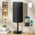 Aooshine Black Touch Lamp, Bed Lamp with USB-C+A Charging Ports, Black Metal Base(Bulb Included)[Energy Class F]