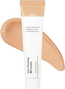 PURITO Cica Clearing BB Cream #15 Rose Ivory 1 fl.oz / 30ml, Vegan bb cream, foundation, cruelty free