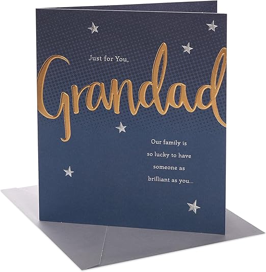 UK Greetings | Birthday Card for Grandad | Happy Birthday Gifts | Him, Boys, Men | Gold Text Design | With Envelope | 165 x 190 mm