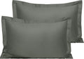 NTBAY 2 Pack 500 Thread Count 100% Egyptian Cotton Oxford Pillowcases, Super Soft and Breathable Euro Standard Pillow Cases | Hotel Quality Pillow Shams, 50x75 cm, Dark Grey