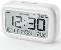 DOOMAY Digital Alarm Clock Bedside - Battery Powered Clock with LCD Display Volume Adjustable Snooze and Weekend Mode for Bedroom Office Desk Travel