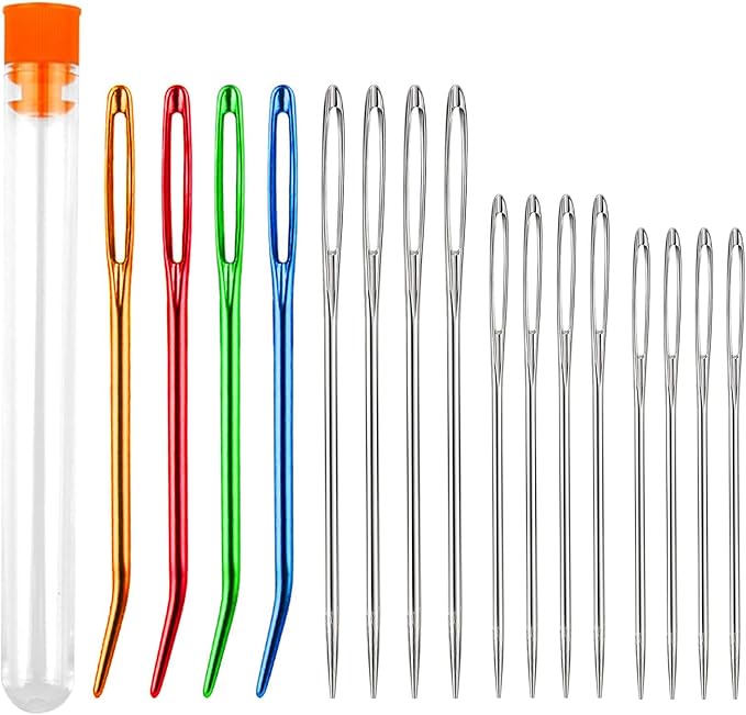 16 Pcs Large Eye Blunt Needles,Yarn Knitting Needles Tapestry Needles Big Eye Darning Needle Large Eye Stitching Needles Hand Sewing Needles Knitting Needle Wool Needles for Sewing Up Crochet Leather