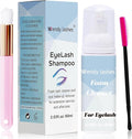 Eyelash Shampoo for Eyelash Extension Cleanser 60ml Eyelash Foam Cleanser Lash Cleanser Makeup Remover with Soft Brush and Eyelash Mascara Wand(Lash Shampoo-60ml)