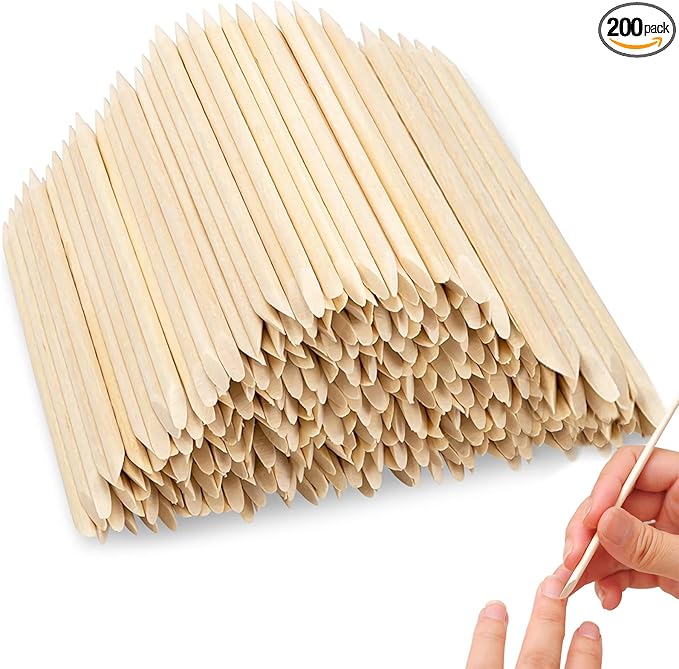 200Pcs Eyebrow Wax Sticks, Waxing Sticks, Depilatory Wax Scraping Sticks or Wooden Craft Sticks, Wooden Cuticle Sticks (With Pointed and Flat Handles) for Nail Art Tools