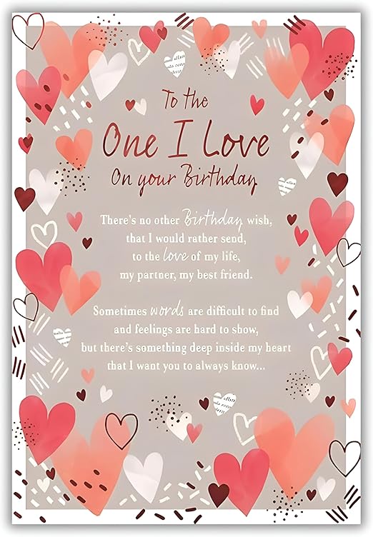 IC&G One I Love Birthday Card - Sentimental Poem and Love Hearts Design with Foil Details - Birthday Card for Women, Men
