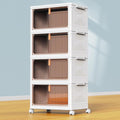 Storage Boxes with Lid - 4-Tier Plastic Storage Drawers, Stackable Boxes, Organiser for Bedroom Living Room