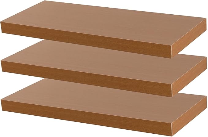 Harbour Housewares Modern Floating Wall Shelves - 60cm - Brown - Pack of 3 - Photo Gallery Bookshelf Wall Shelf for Living Room Display, Bedroom, Office Storage
