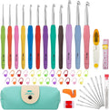 Crochet Hooks Set 51 Pack Knitting Kit, 12 Sizes Crochet Hooks, Crochet Kits for Beginners Adults, Aluminum Crochet Needles with Crochet Hook Case Ergonomic Grip for Arthritic Hands Crochet Gift
