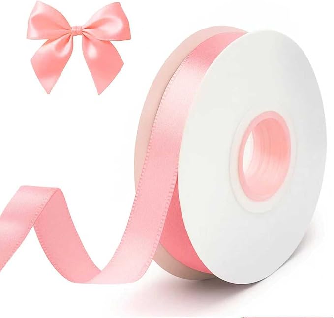 10mm Pink Ribbon for Gift Wrap, 22m Long Fabric Thick Ribbon for Handmade Birthday Mother's Day Father's Day Christmas Valentine's Day Wedding Party Engagement Decoration