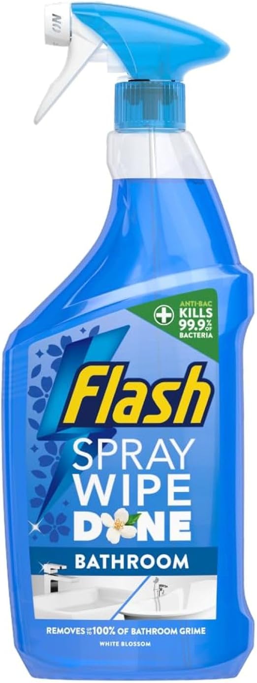 Flash Spray.Wipe.Done. Bathroom Antibac Cleaning Spray White Blossom 800ML, Sparkling Clean In A Flash