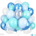 Ocean Under The Sea Balloon, 12 Inch Teal Blue Balloons Turquoise Blue and Transparent Balloons Metallic Baby Blue Balloon for Kids Ocean Shark Sea Mermaid Themed Birthday Party Decoration
