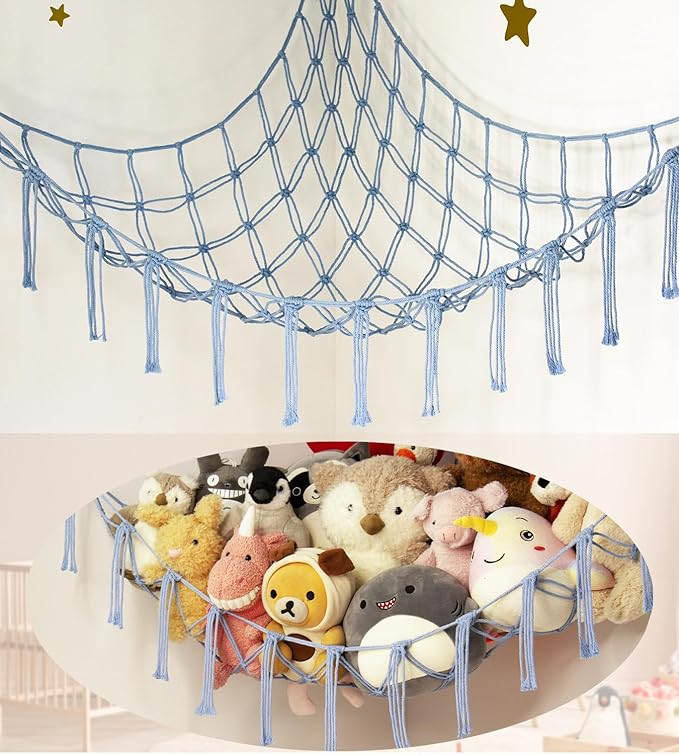 Teddy Hammock - Toy Storage Hammock for Stuffed Animals - Teddy Bear Storage - Soft Toy Storage Plushie Net - Nursery Preppy Room Decor Gifts for Boys