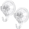 Suction Hooks, Clear Reusable Heavy Duty 3KG Vacuum Suction Cup Hooks, Plastic Suction Hanger Vacuum Seamless Sucker Hook for Bathroom Kitchen Window Bags Coats Xmas Wreath, 2 Pack