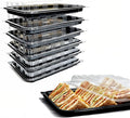 Pack of 6 Sandwich Platter Trays With lids - Reusable Plastic Catering Trays With Lids for Meal Prep, Cakes, Treats and Sandwiches (33.5cm x 24cm x 6cm)
