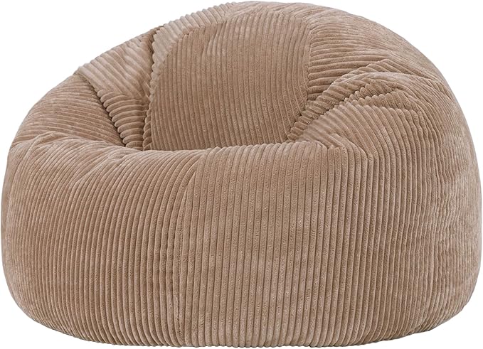 icon Kingston Cord Bean Bag, Mocha Brown, Large Adult Bean Bag Chair with Filling Included, Comfy Chair, Pouffe Footstool, Living Room Furniture, Bedroom Furniture