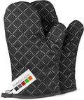 Oven Gloves Heat Resistant Double Sided Non Slip Silicone Oven Mitts (Black, Large)