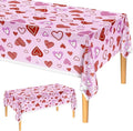 PLULON Valentines Tablecloth Hearts Table Cover Plastic 137 x 274cm Rectangle Picnic Table Cloth for Valentine's Day Party Home Dinner Table Decorations Wedding Anniversary Birthday Party Supplies
