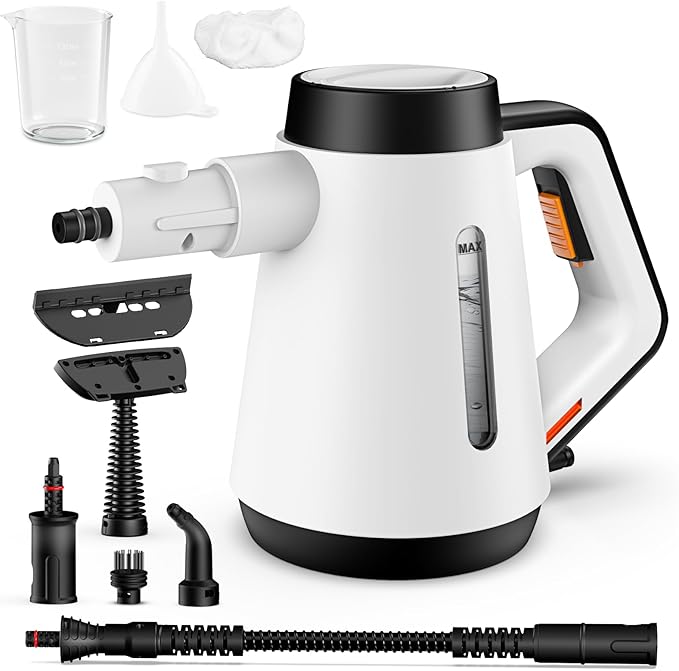 Handheld Steam Cleaner, 400ml Pressurized Multi-Purpose Steam Cleaner with 9pcs Accessories,Chemical Free Steam Cleaners for Home Use,Cleaning Floor,Tile,Windows,Couch,Grout (White)