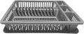 BH | Dish Drainer Rack with Drip Tray | Gray | Large Plastic Plate Cutlery Cup Holder |Kitchen Sink Utensil Organizer | Food-Grade BPA-Free - Pack of 1 - By BEST HOUSE