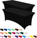 Utopia Kitchen Spandex Table Cloth 2 Pack [6FT, Black] Tight, Fitted, Washable and Wrinkle Resistant Stretch Rectangular Patio Table Cover for Event, Wedding, Banquet & Parties [183Lx76Wx76H] cm