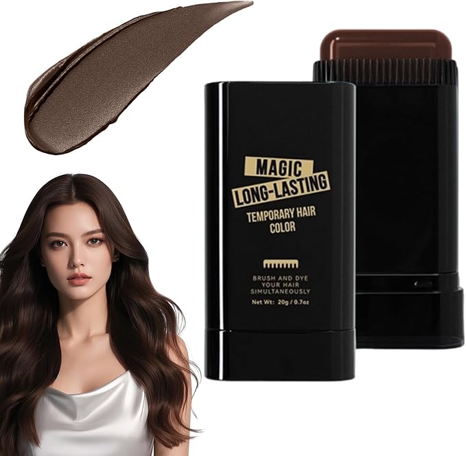 2-in-1 Hair Color Stick & Comb, Safe and Convenient Comb Hair Dye, Touch Up Stick, Waterproof and Sweatproof for Quick Touch,02# Dark Black Brown